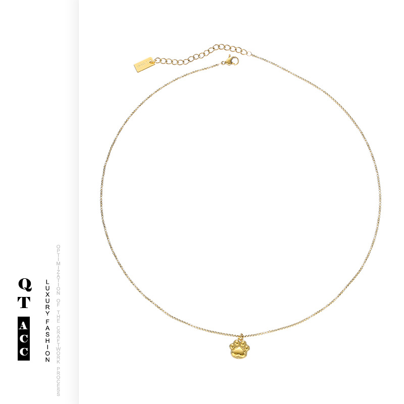 Original lindo gatito animal collar de acero de titanio conchas colgante de mujer joyas de alta calidad de oro 18K joyas