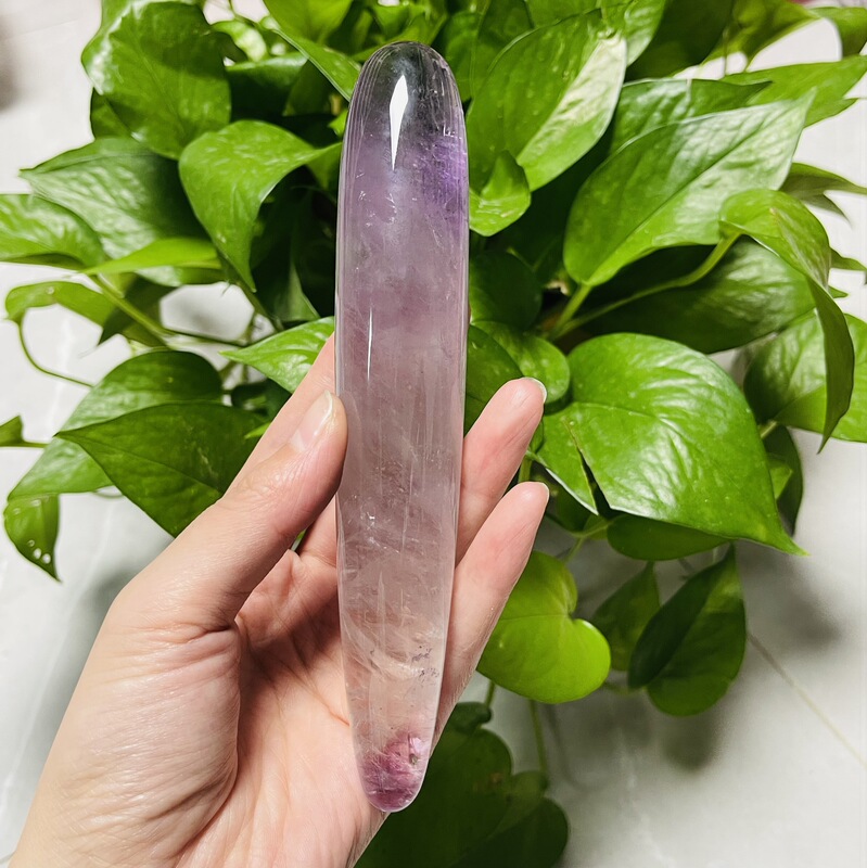 天然水晶紫晶 原石雕刻打磨水晶按摩棒 图 7