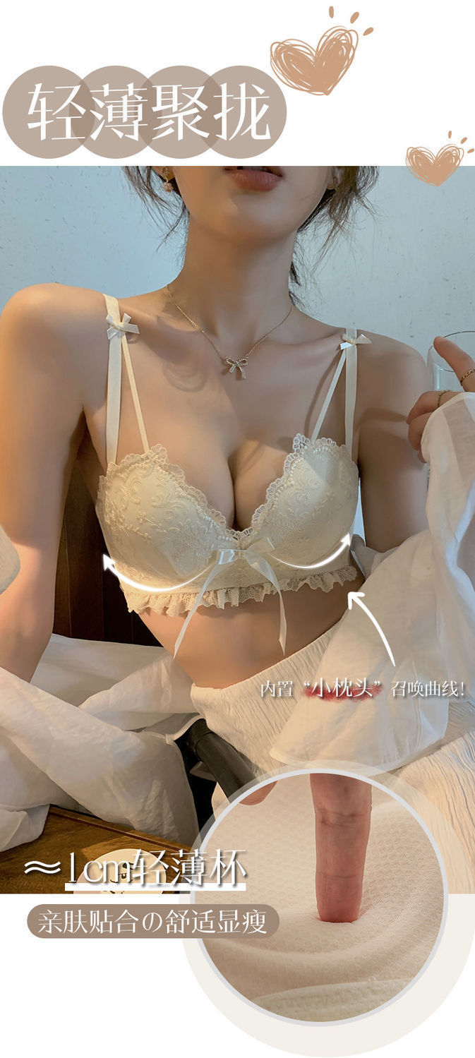 智贝详情图_2内衣女小胸聚拢日系少女文胸无钢圈收副乳上托防下