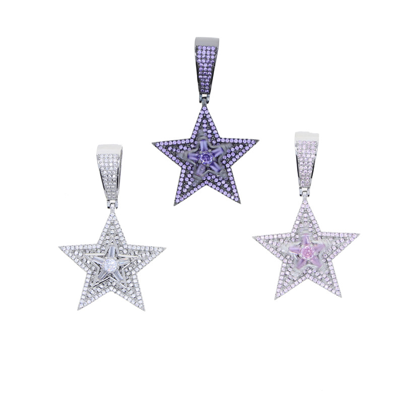 Pendant Necklace Classification Hip-hop Cool Style Star Copper Inlay Zircon Pendant Necklace