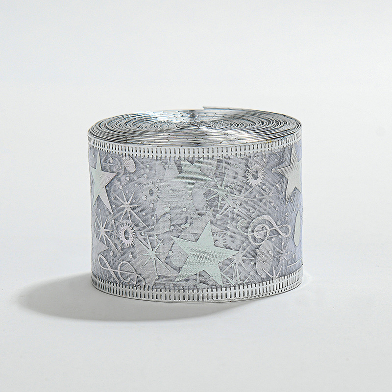 Venta caliente transfronteriza Navidad 2/5 M de doble capa dorado cinta de malla impresa gancho estrella de cinco puntas cinta de alambre de nylon