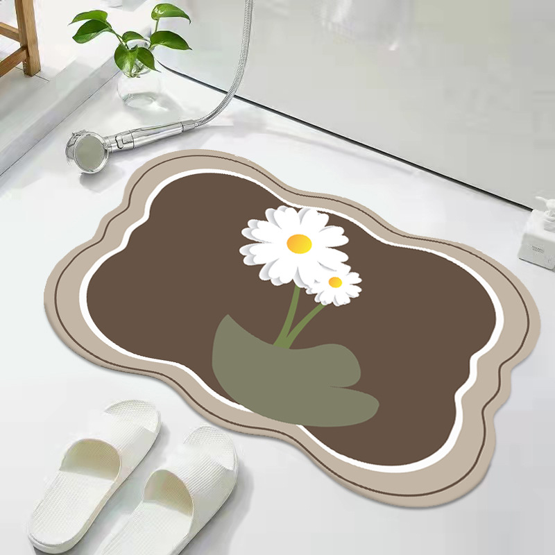 Alfombra de piso de baño hogar absorbente antideslizante simple alfombra de piso de baño irregular lavado alfombra de baño al por mayor