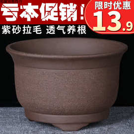 宜兴特大紫砂花盆绿萝盆景多肉种菜兰花盆圆口陶瓷盆