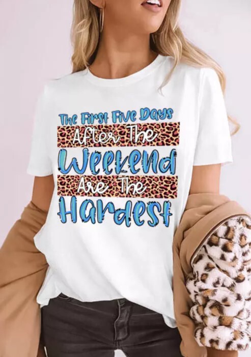 in stock independent station wal-mart foreign trade new weekend leopard print pattern simple casual fashion short sleeve t-shirt