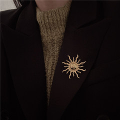 歐美個性時尚氣質太陽造型胸針無性別男女大衣復古胸花胸飾2022潮