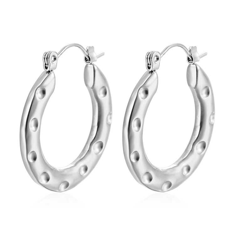 Pendientes de punto redondo transfronterizo europeo y americano de alto grado de las mujeres geométricas de moda versátil de 18K pendientes de acero inoxidable