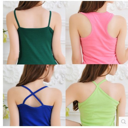 Wholesale Summer Slim Fit and Versatile Bottoming Vest Pure Color Y-Shaped Sling Women's Coarse Threaded Racer Vest