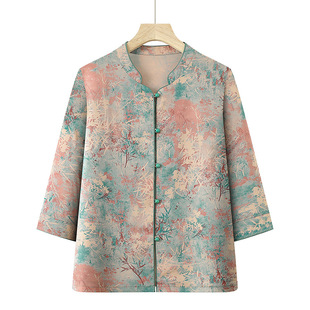 Summer Shirts, Grandma's Three-Quarter Suits, Middle-Aged and Elderly Women's Clothes, Mom's Tops, Summer Clothes for Old Ladies and the Elderly