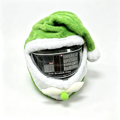 Motorcycle Cartoon Plush Helmet Cover Cross-border Motosiklet dəbilqələri - christmas-hat-green