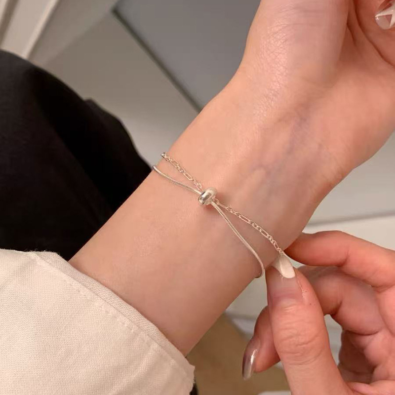 新款 925纯银百搭手链女款轻奢小众精致设计闺蜜叠戴气质手饰批发|undefined