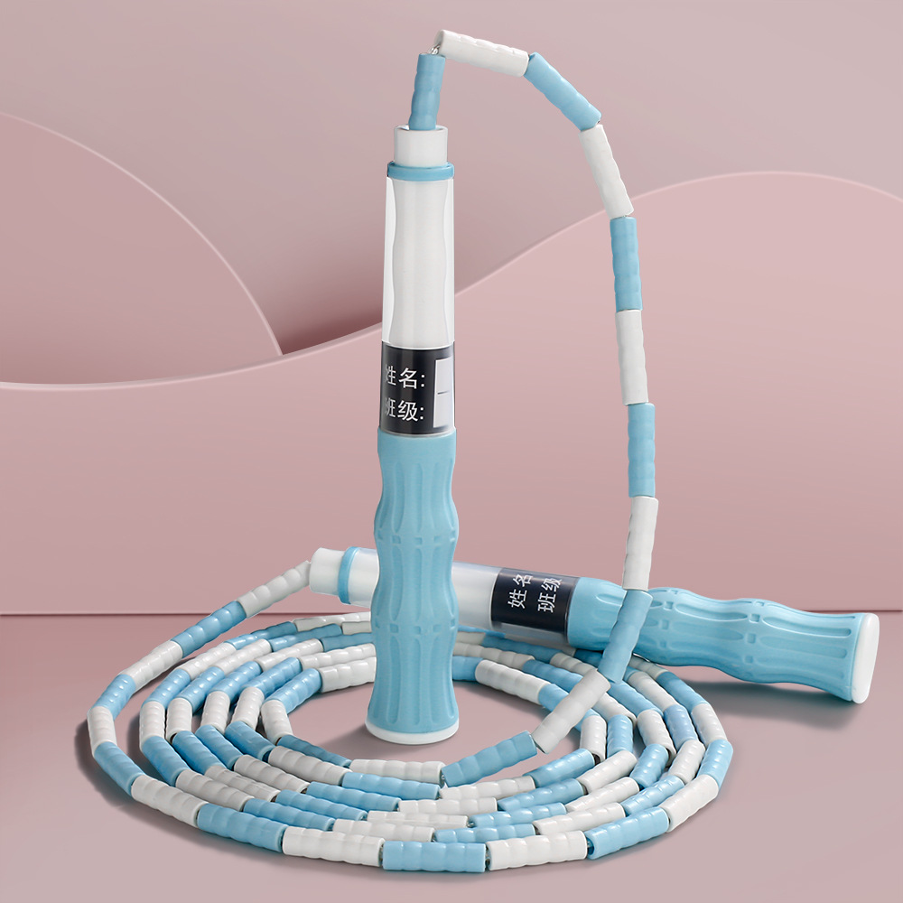 Cuerda de saltar de bambú con cuentas suaves para estudiantes de primaria y niños de preescolar, cuerda de saltar ajustable para niños.