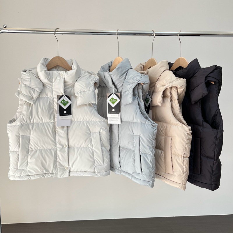 Lulu Alternative to W*Nder Puff Traceable 90 White Duck down Vest Hooded Jacket Women's Puff down Jacket
