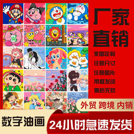 源头厂家新款卡通动漫海报合集批发数字油画diy手工绘制填色儿童