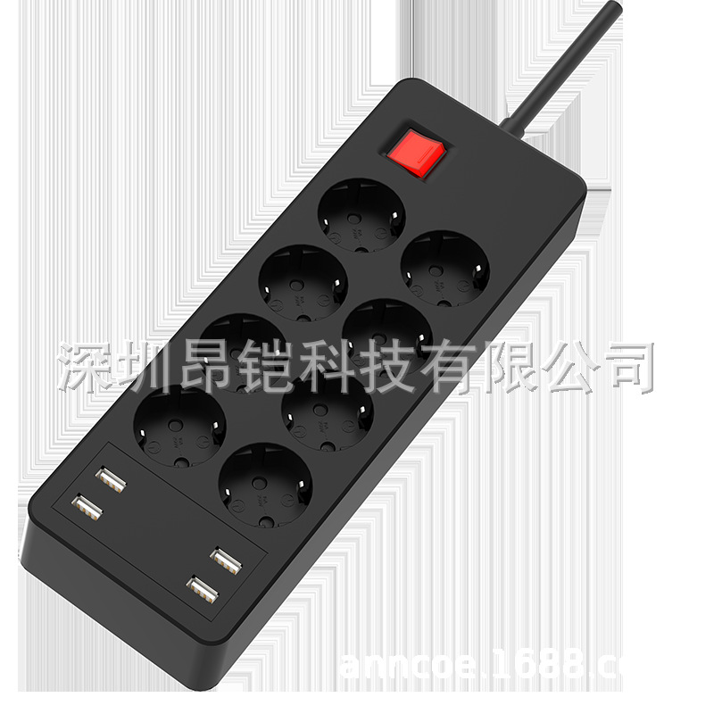 8位CE FCCROHS源头厂家欧规德标私模家用插线板USB多功能排插