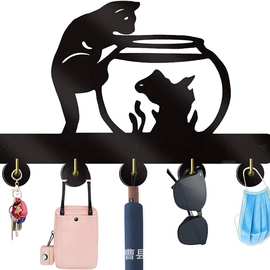 猫和鱼缸装饰墙钩可爱动物服装挂钩衣架家居装饰壁挂置物架批发