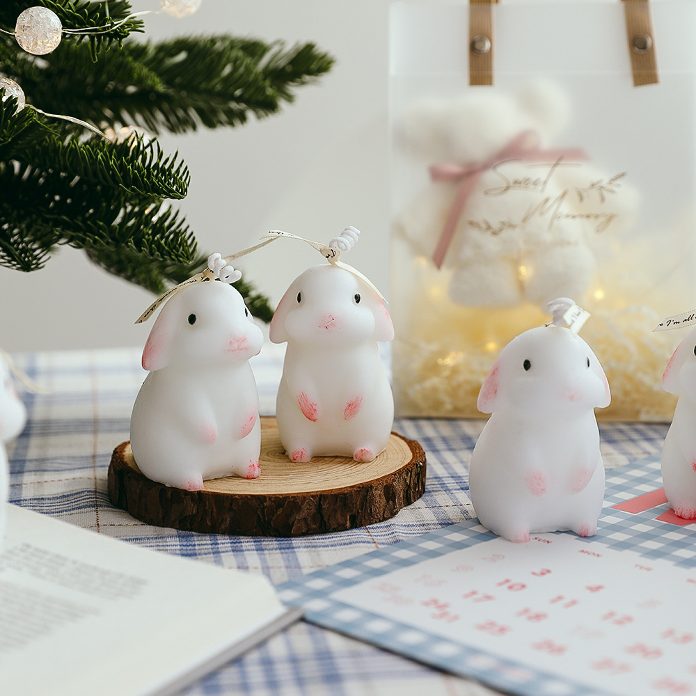 Festival del Medio Otoño Conejito Vela de aromaterapia Vela Atmósfera Regalo de mano Cumpleaños Linda Vela de simulación transfronteriza