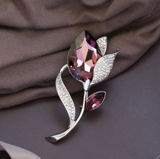 欧美气质花朵胸针女配饰外套大衣西装开衫满钻简约时尚胸花别针