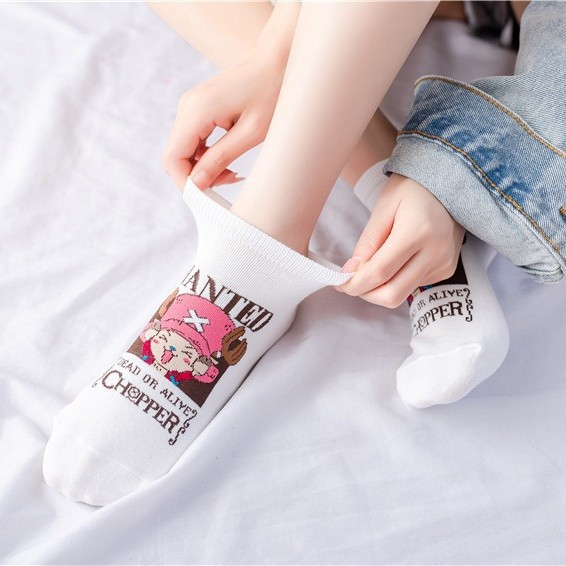 Calcetines para mujeres primavera y verano nuevas series One Piece calcetines lindas calcetines de dibujos animados superficiales, calcetines de algodón bajas