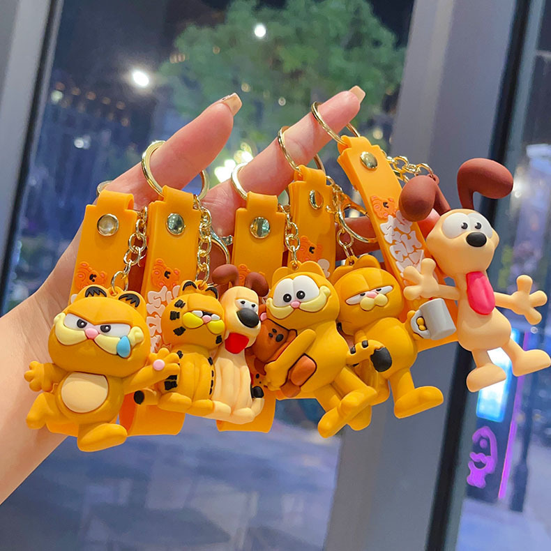 Cartoon Cute Garfield Cat Plush Keychain Creative Keyring Car Couple Ornament Backpack Small Gift Pendant Cartoon Cute Garfield Cat Plush Keychain Creative Keyring Car Couple Ornament Backpack Small Gift Pendant
