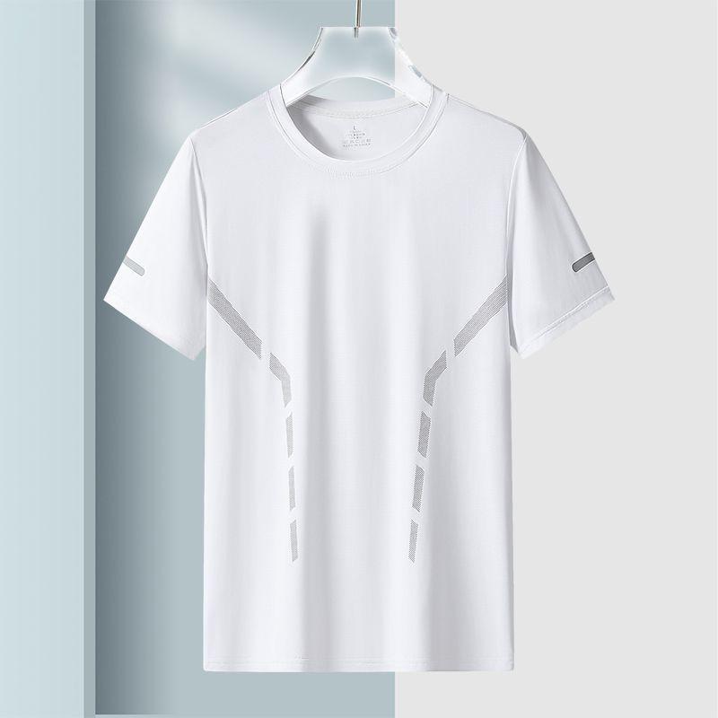 夏の男性の氷の目の半袖のtシャツの男性の丸首の薄いタイプのゆったりしている通気性の半袖のtシャツの大きいサイズ|undefined