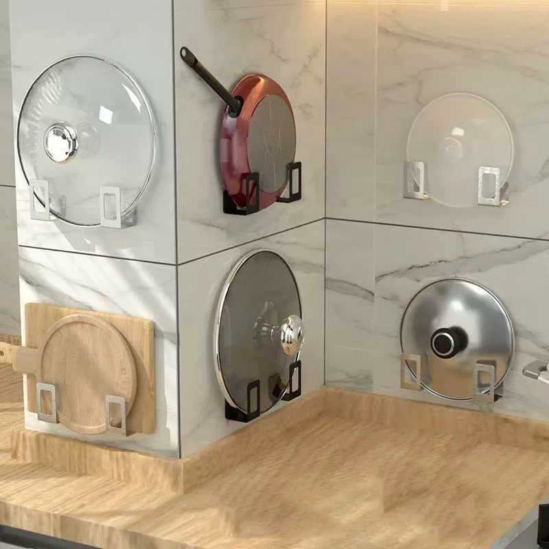 Полка для крышек кастрюль, полка для разделочной доски, настенная кухонная полка для хранения без перфорации, подвесная настенная бытовая полка из нержавеющей стали