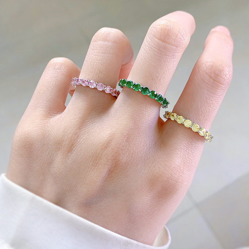 Round Pattern 1 Piece 925 Sterling Silver Round Zircon Rings