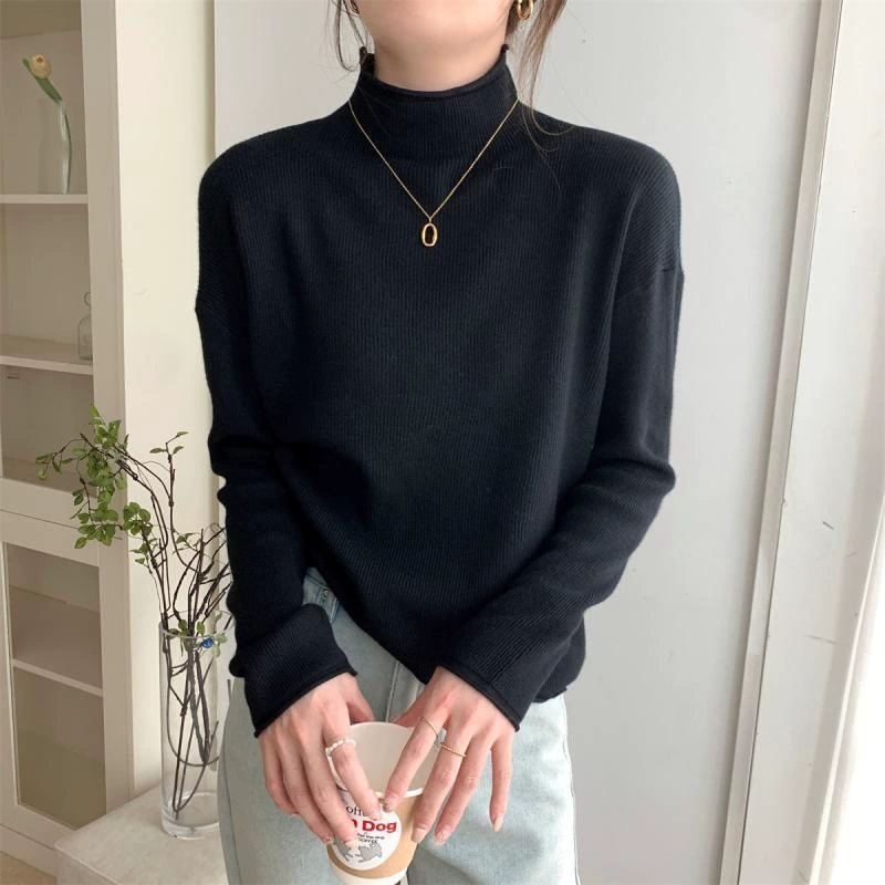 Свитер демисезонный с длинным рукавом, slim fit, западный стиль, облегающий