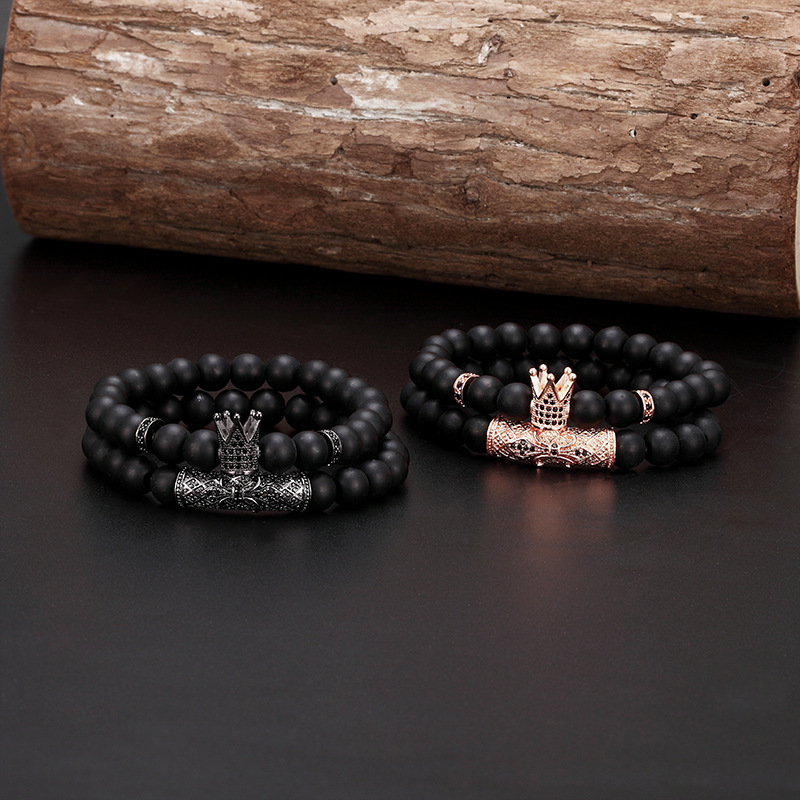 Geometric, Crown Pattern Hip-Hop Geometric Crown Glass Unisex Bracelets