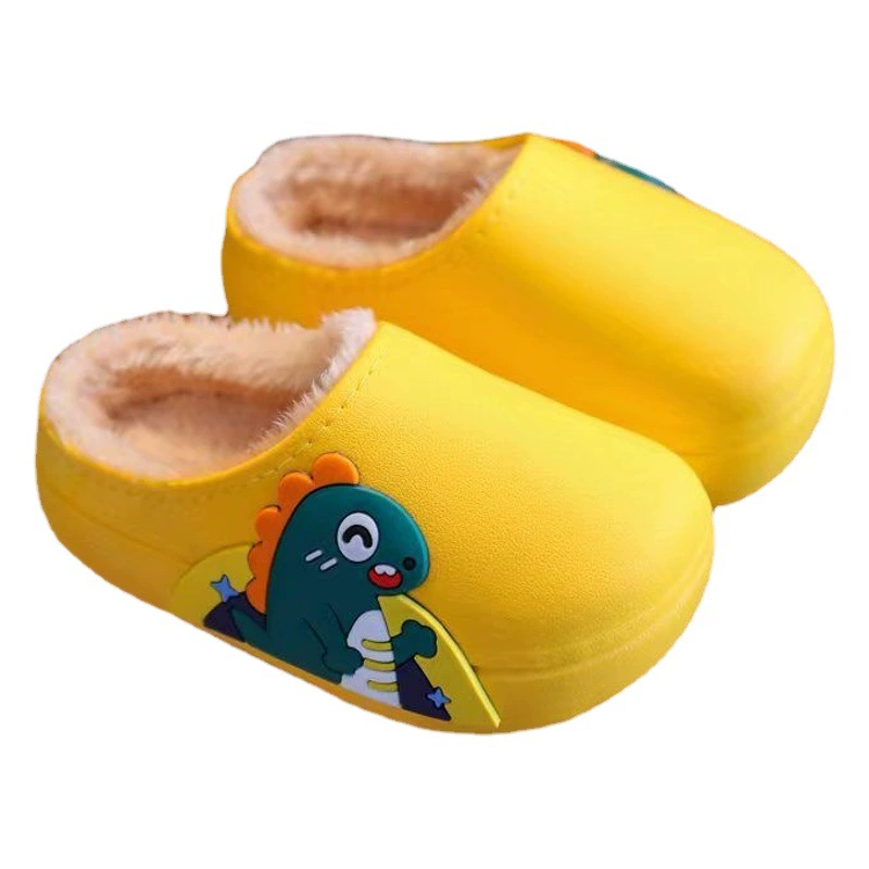 Новая домашняя хлопчатобумажная обувь, детская оптовая продажа, зимние теплые непромокаемые Нескользящие мягкие тапочки на флисовой подкладке, милые хлопковые тапочки для мальчиков и девочек