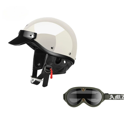 Motosiklet dəbilqələri: Half Helmet Summer 3C Scoop - xs-glossy-white-green-new-goggles-free-shipping-by-sf-express