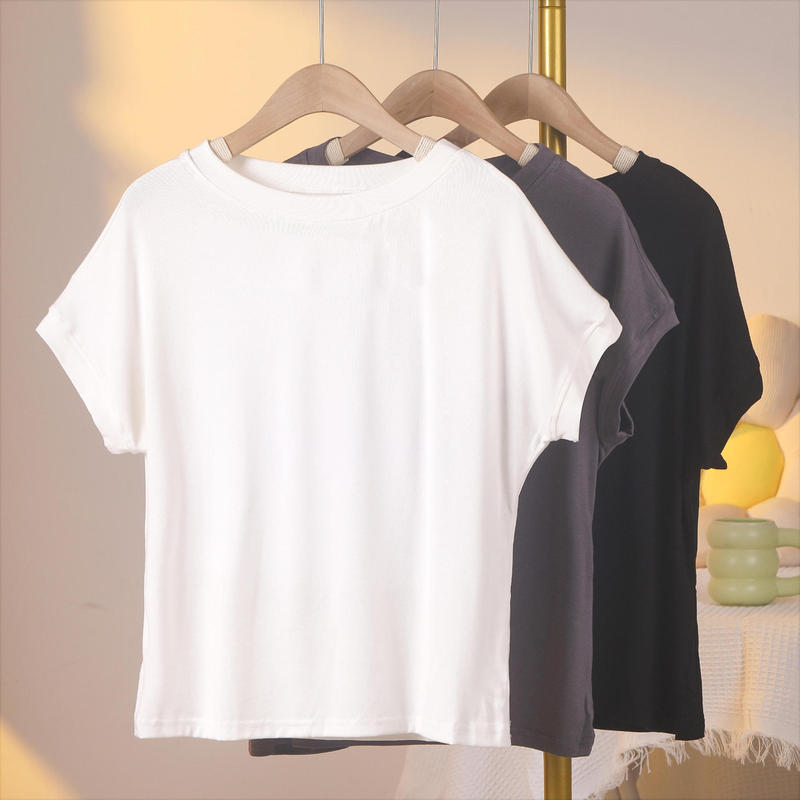 One-piece delivery TikTok live popular summer large size women's modal round neck T-shirt fat girl small flying sleeve short sleeve