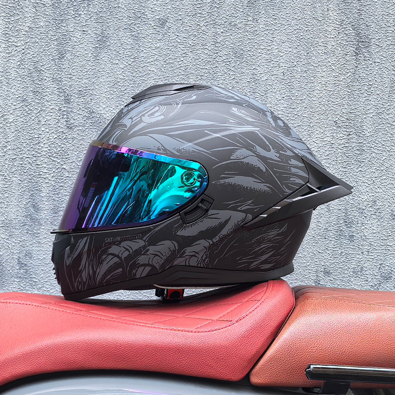Casco integral transfronterizo DOT de la versión mejorada de LVS con doble lente para hombres, casco de seguridad universal para todas las estaciones para motociclistas femeninas, casco de motocicleta con doble lente.