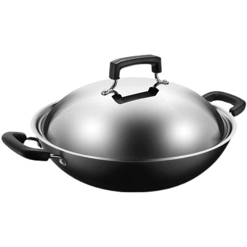 Rey olla de hierro sin recubrimiento olla de hierro fundido 40cm doble oído olla grande hierro estufa de gas Cocina de Inducción Universal