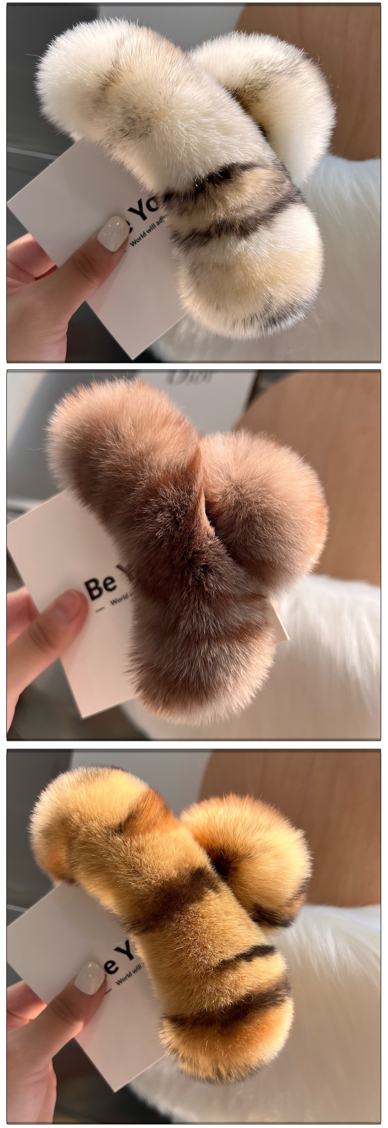 Sweet Solid Color Rabbit Fur Hair Claws display picture 2