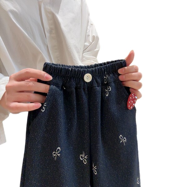 Autumn denim knitted casual trousers for leisure