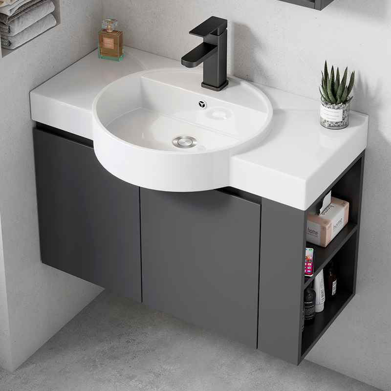 Ultra-Estrecho gabinete de baño de madera maciza combinación baño integrado lavabo de cerámica lavabo pequeño apartamento lavabo
