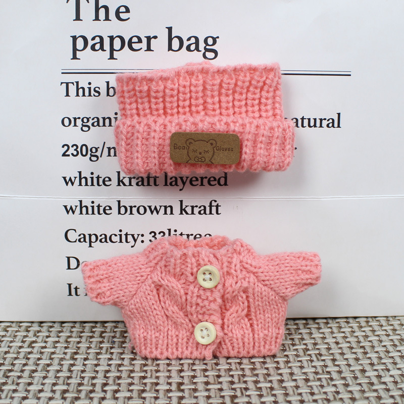 17cm muñeca labubu ropa de tela muñeca suéter sombrero de lana muñeca set