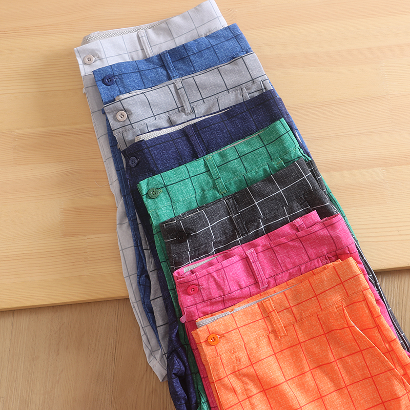 Foreign trade high goods! Golf Series plus size Men's Summer Lightweight Quick-drying Stretch Men's Plaid Loose Shorts