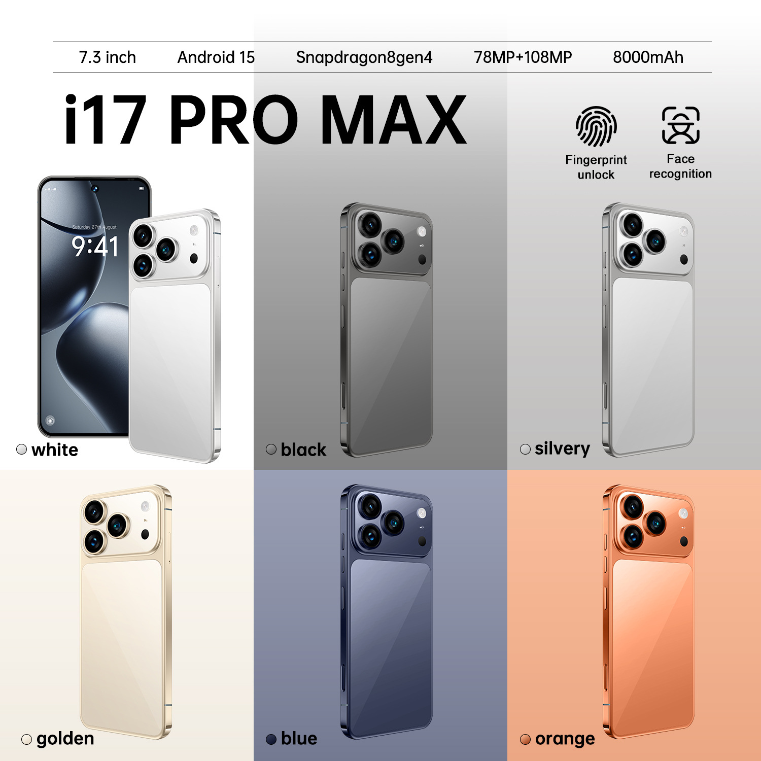 新款i17ProMax跨境7.3英寸4G手机内存4+64代发跨境热销安卓12