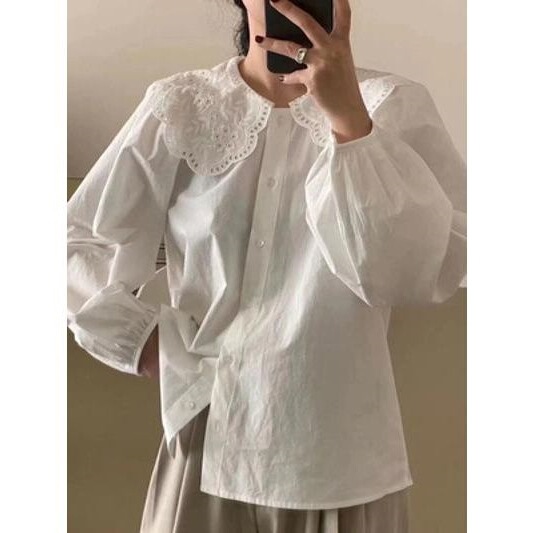 Doll Collar Shirt for Women 2025 Spring New Design Niche Stylish Age-Reducing Loose White Blouse Women's Top
