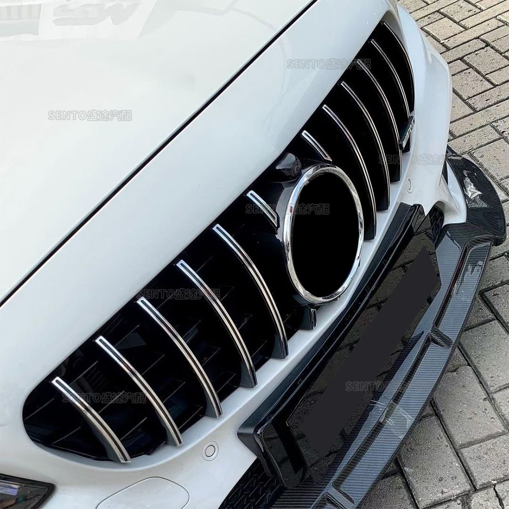 Suitable for Mercedes-Benz C-Class W205 Vertical Bar Gt Style Grille 2014-2021 Modified Front Bumper Air Grille Grille