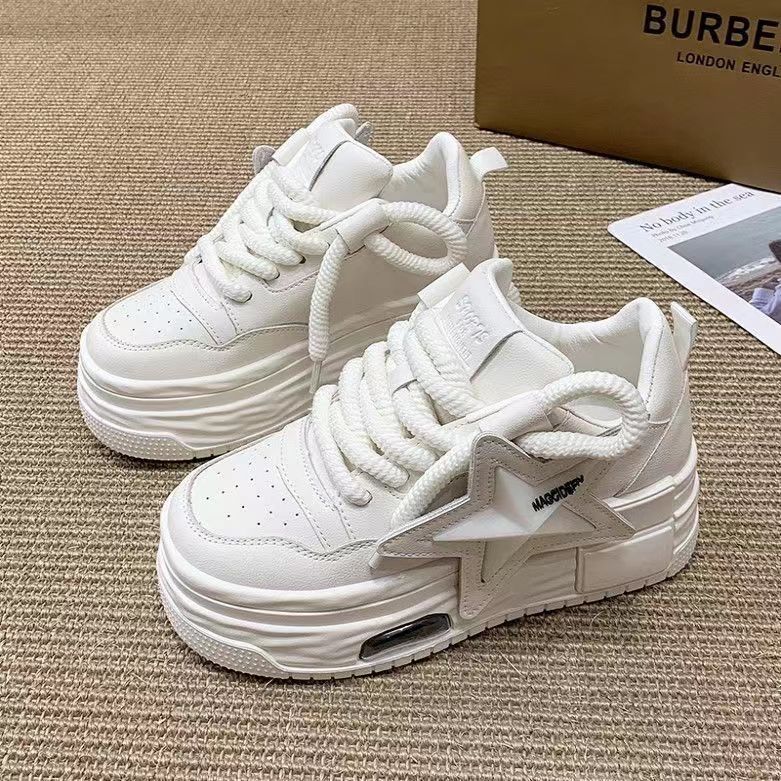 Estación independiente de comercio exterior Tendencia nueva estrella de cinco puntas otoño plataforma plataforma zapatos mujer moda casual zapatos blancos mujeres