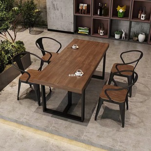 Classic Retro Industrial Style Restaurant Booth Tavern Bar Table and Chairs Hot Pot Cafe Bistro Dining Table and Chairs