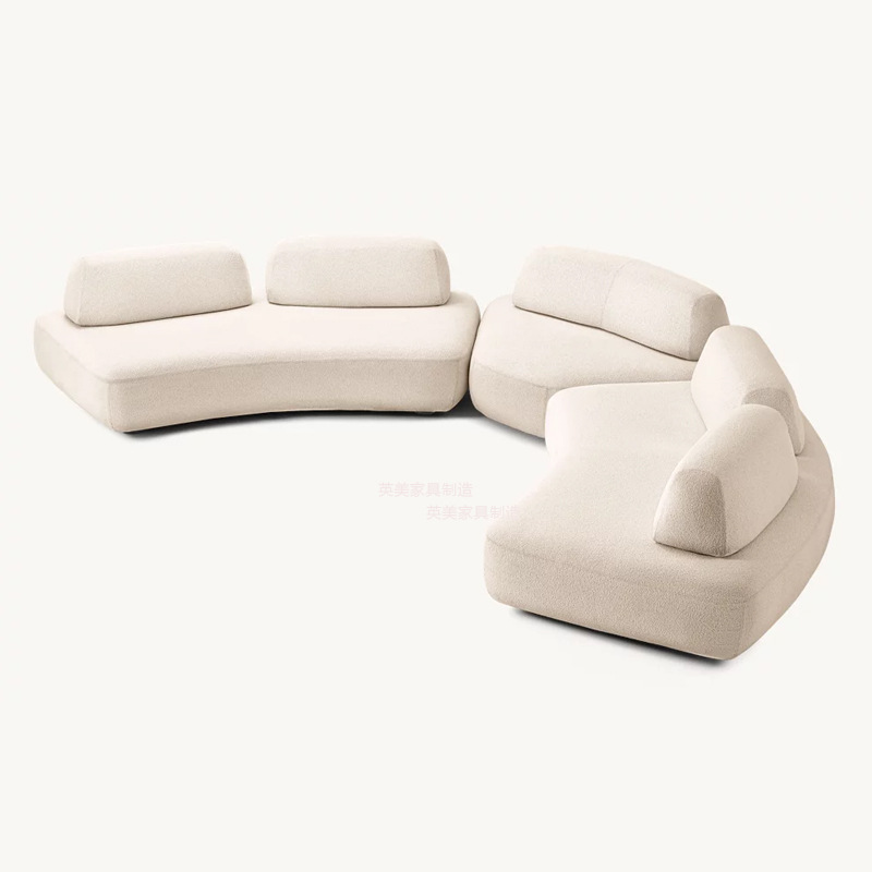 Italiano minimalista sofá de piedra sala de estar nórdica crema de tofu sin reposabrazos hotel centro comercial sofá diseñador