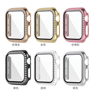Suitable for Apple Applewatch Protective Case 456/Se Single Row Diamond Tempered Film Shell Film Integrated Protective Cover