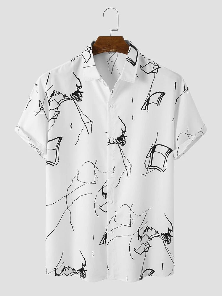 Trend de moda para hombres transfronterizos Camisa de manga corta hawaiana Camisa estampada digital 3D Transfronteriza Amazon