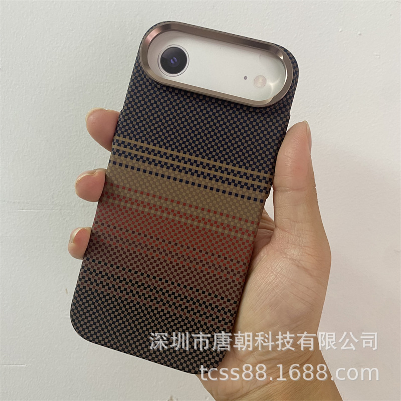 LUXO磁吸水贴硬壳适用iPhone17air碳纤纹手机壳凯夫拉纹pc壳男女