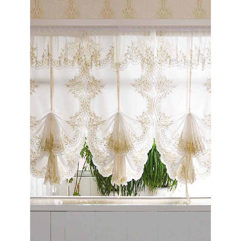 2026 American Pastoral Country Short Curtain Half Curtain Balloon Curtain Pull-Up Curtain Curtain Gauze Curtain Bay Window Roman Curtain Year of the Horse