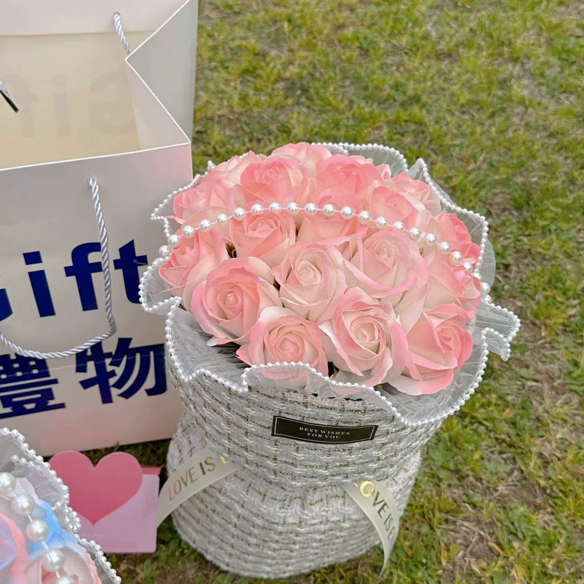 Рождественский подарок сломанный лед голубой роз небольшой ароматный букет для девушки парень подруга мама мыла цветок подарок на день рождения