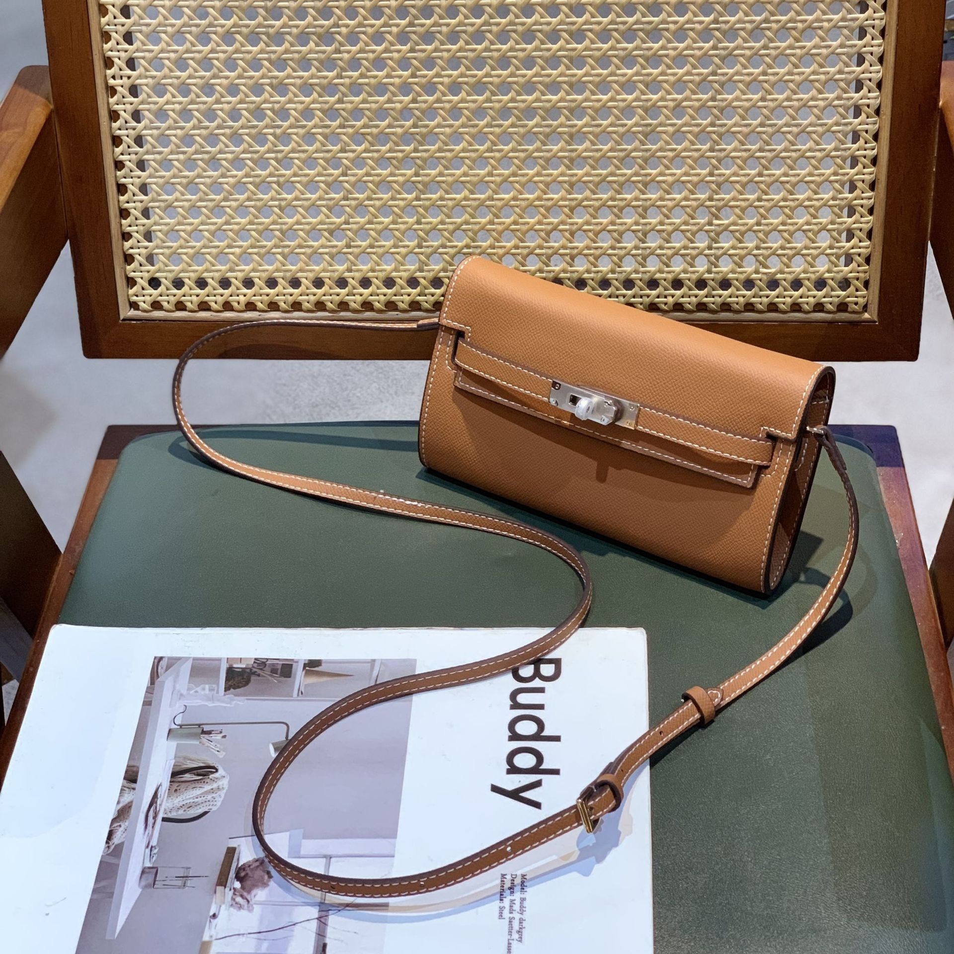 2025 새로운 복고풍 크로스 바디 백 패션 숄더 백 팜 프린트 켈리 백 클러치 지갑 모바일 백 여성용